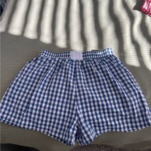 SHEIN Blue and White Gingham High Waist Shorts